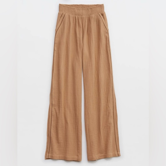 Aerie High Waisted Pool-To-Party Pant, Tan, Small - Picture 1 of 7